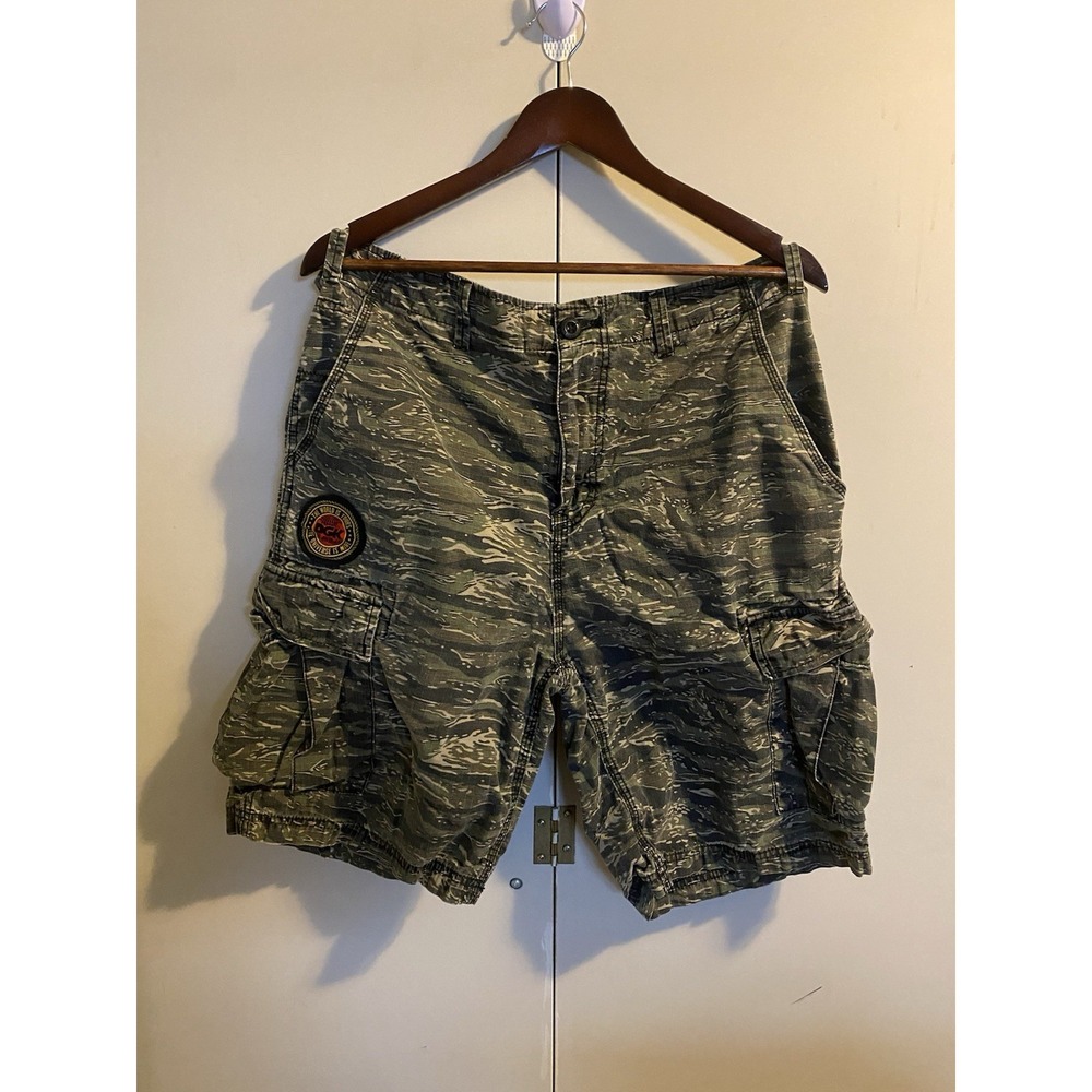 DGK All Day Men’s Tiger Stripe Camo Cargo Shorts Size 36 Green Skater Streetwear